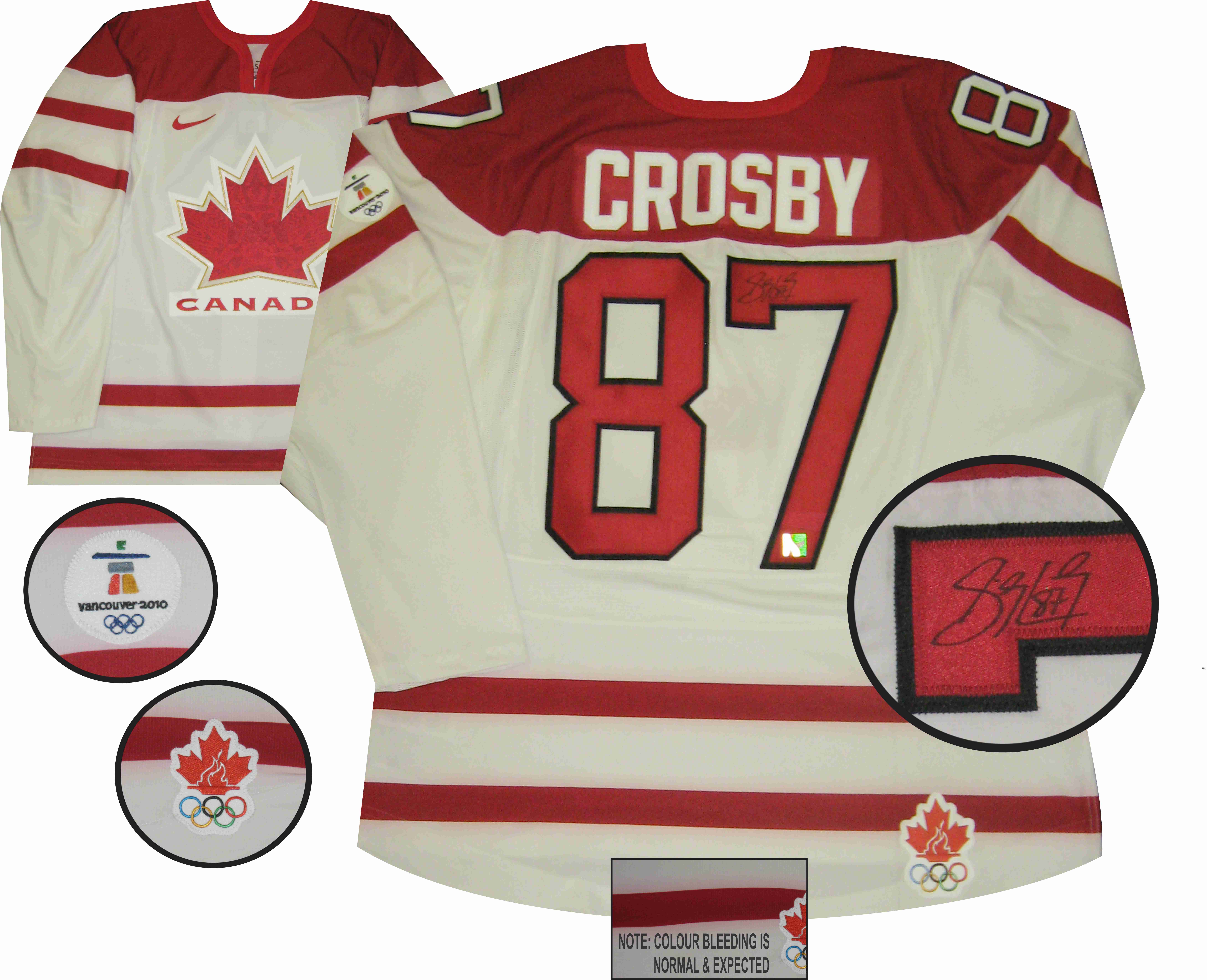 2010 Sidney Crosby Team Canada Olympics Game Worn Jersey - 1st Olympic  Jersey - Vancouver 2010 Olympics - Photo Match - Team Canada Letter